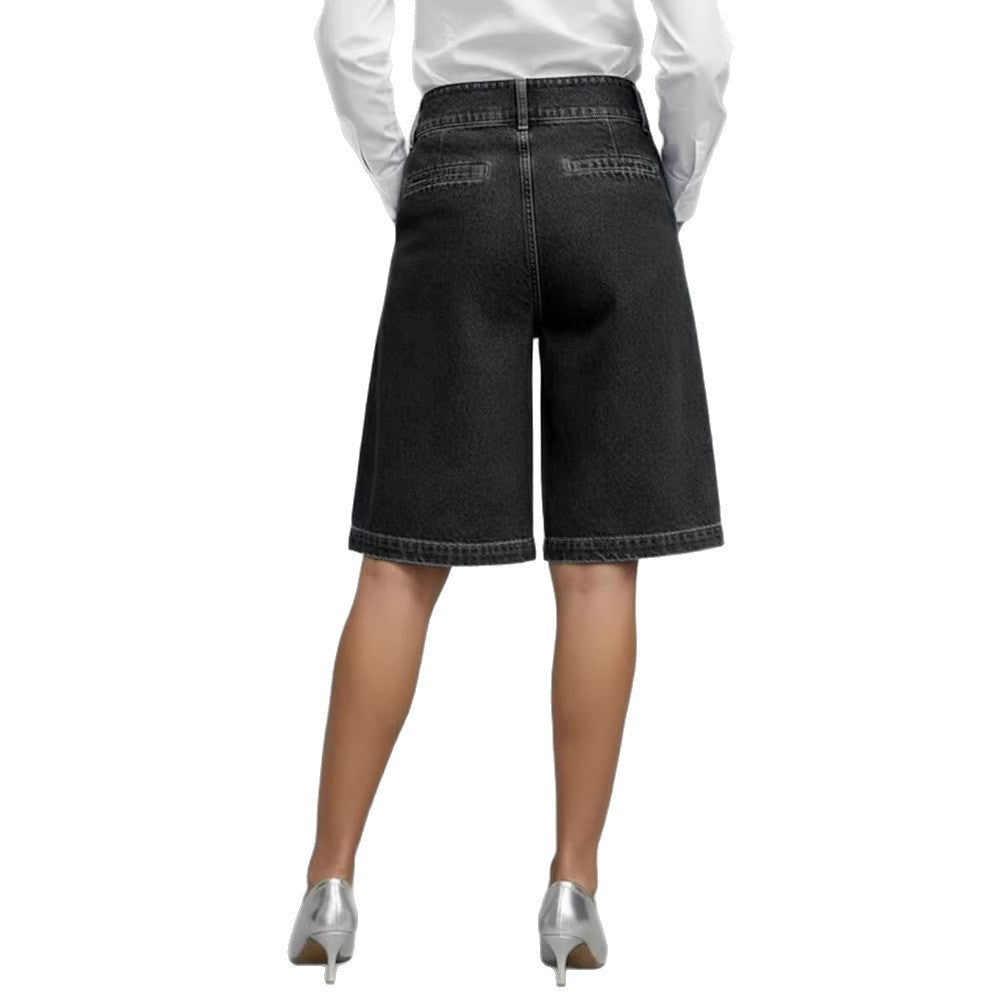 Asymmetric Denim-Style Five-Pocket Women's Shorts  Fashion Casual Style