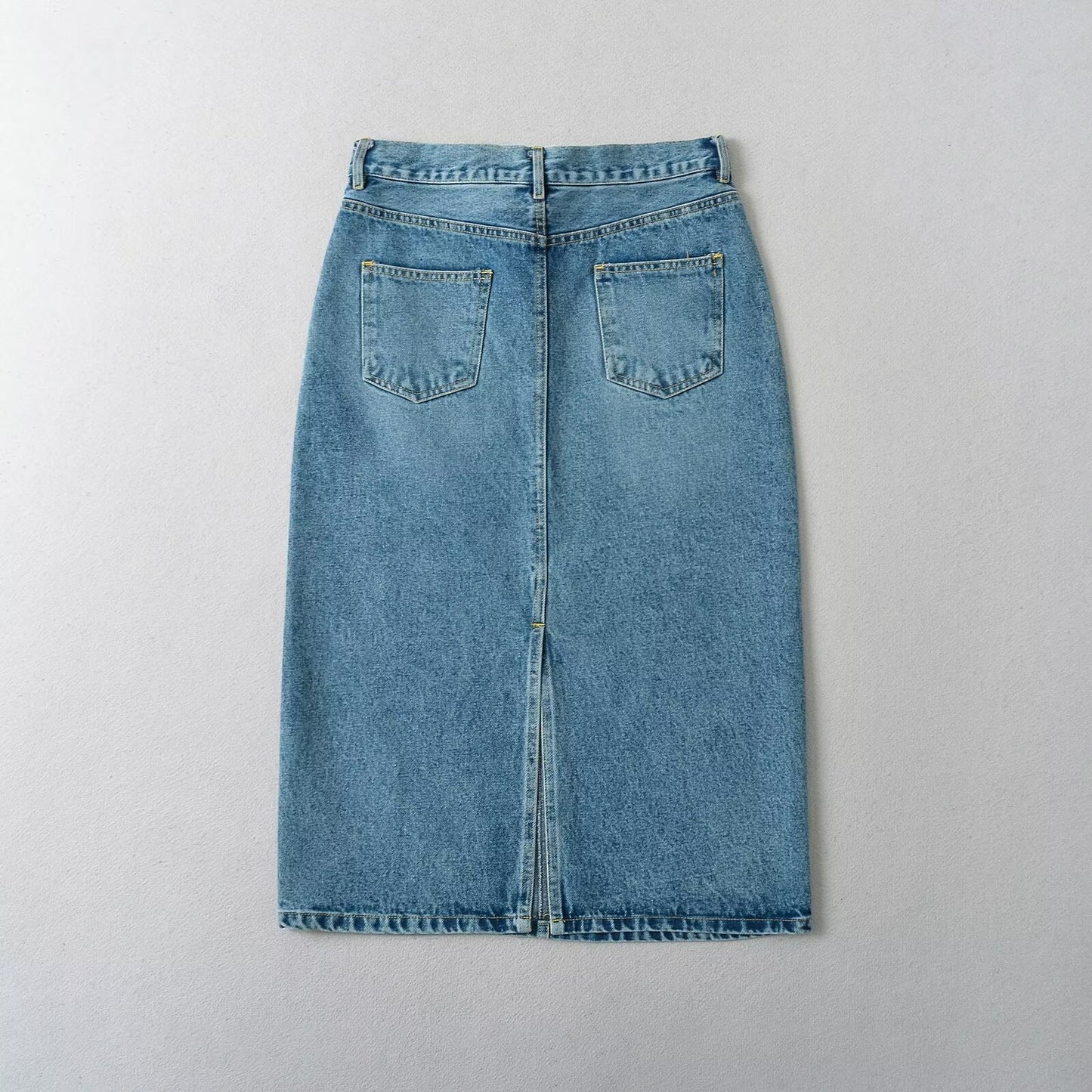 Single button high waisted loose denim skirt