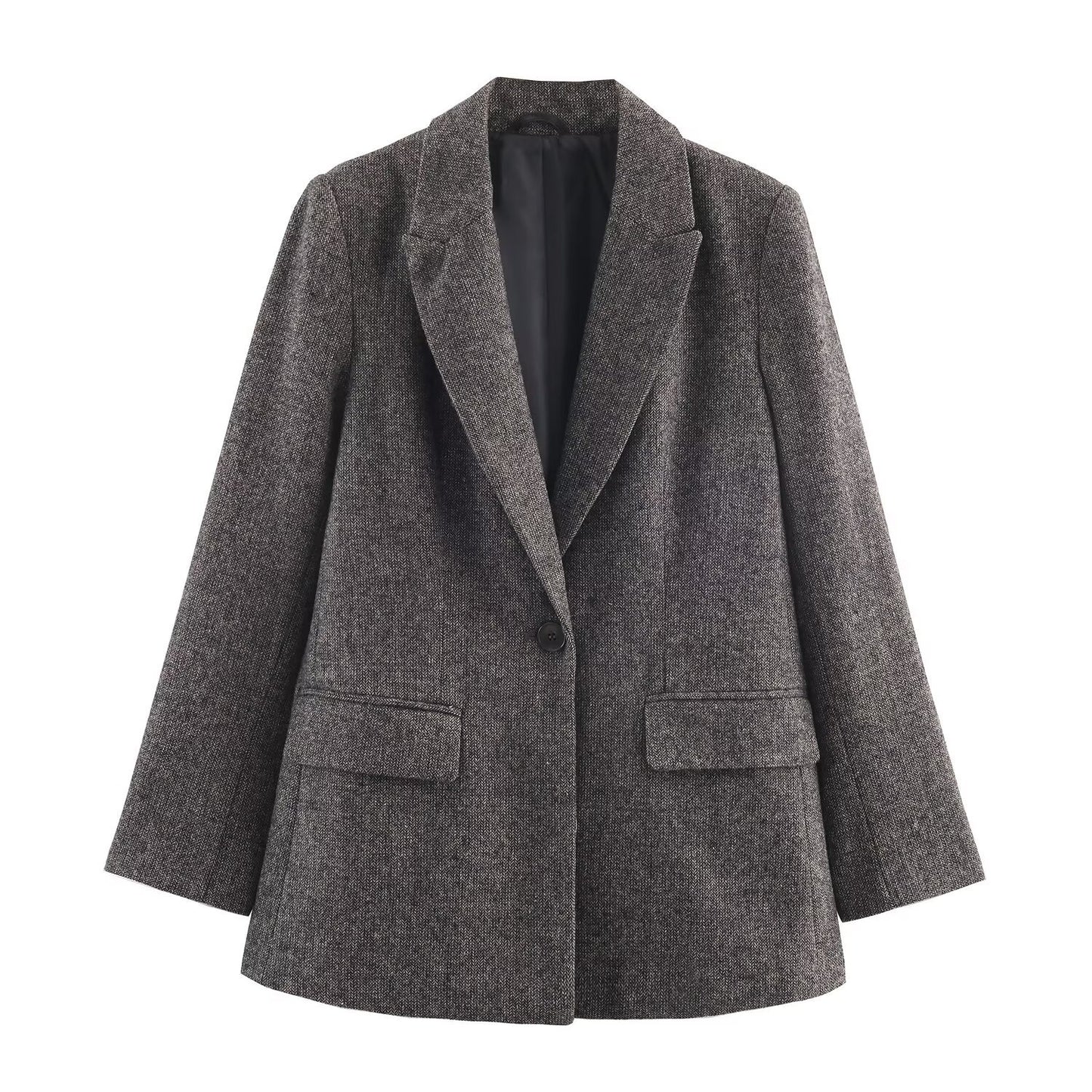 Commuter style herringbone patterned suit jacket