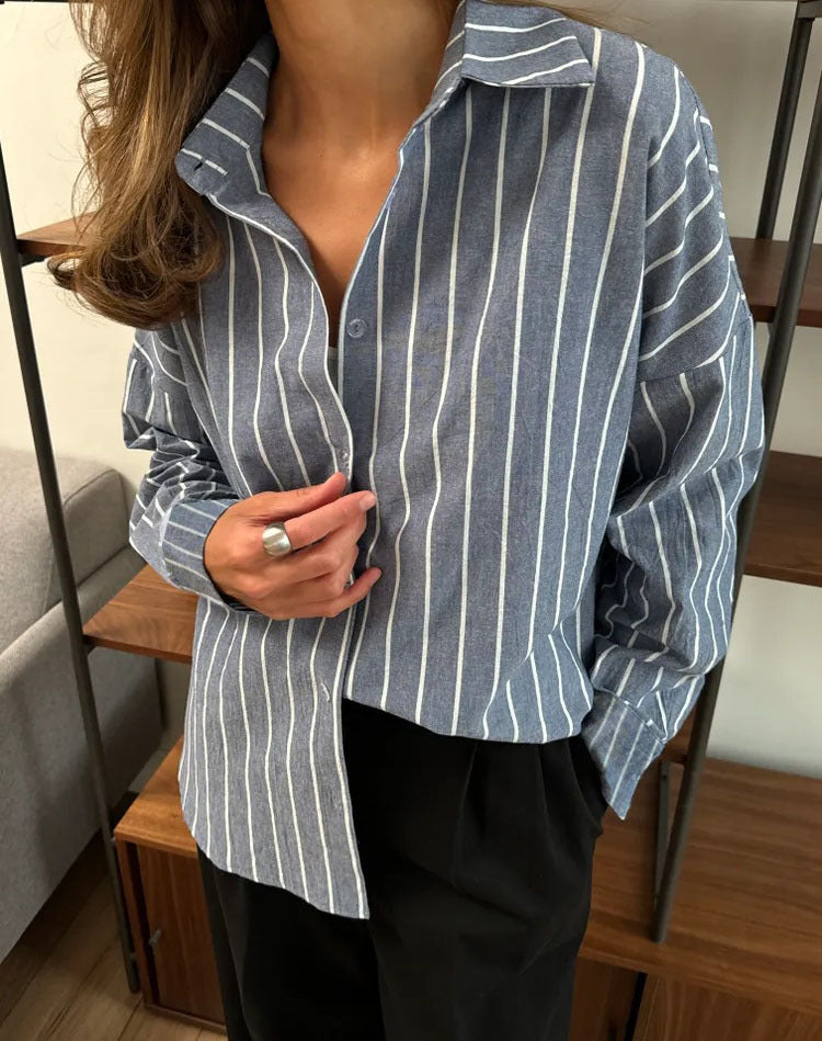 Long sleeved striped shirt for women