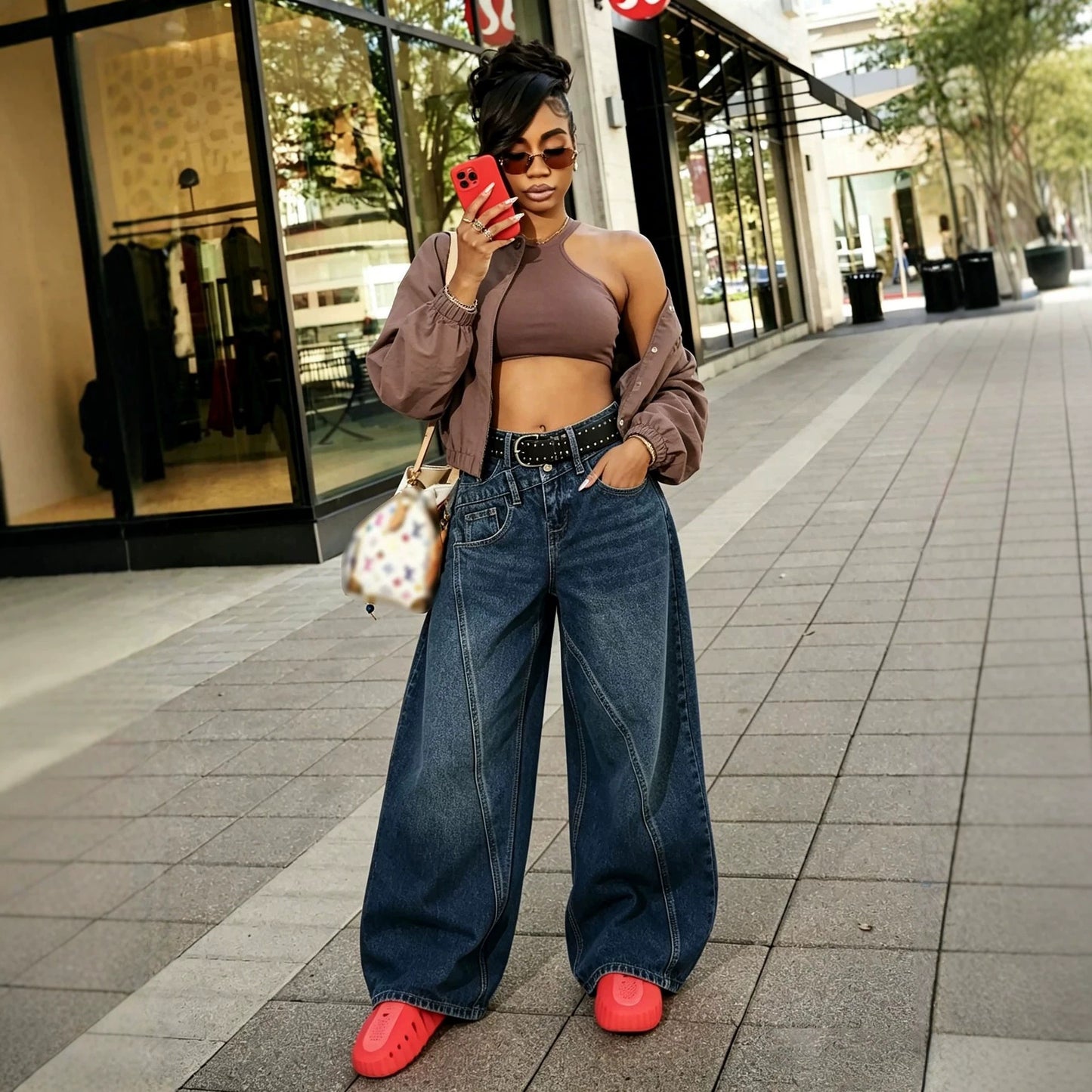 New Retro Irregular Deconstructed Knife-Edge Jeans