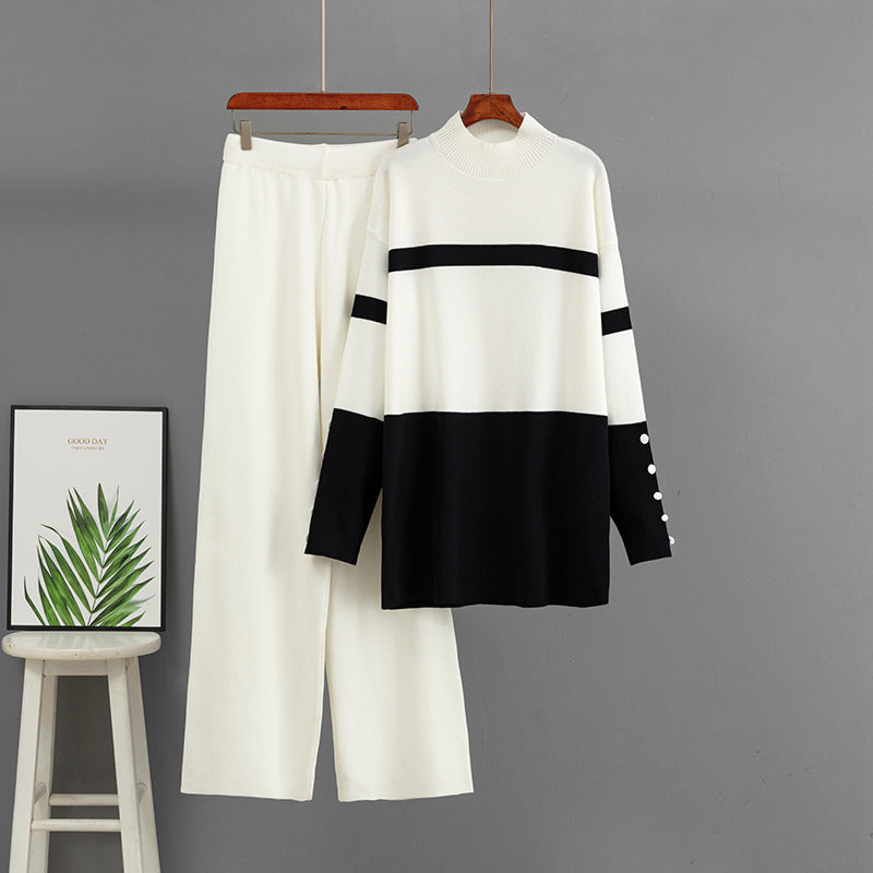 Loose wide leg pants two-piece set