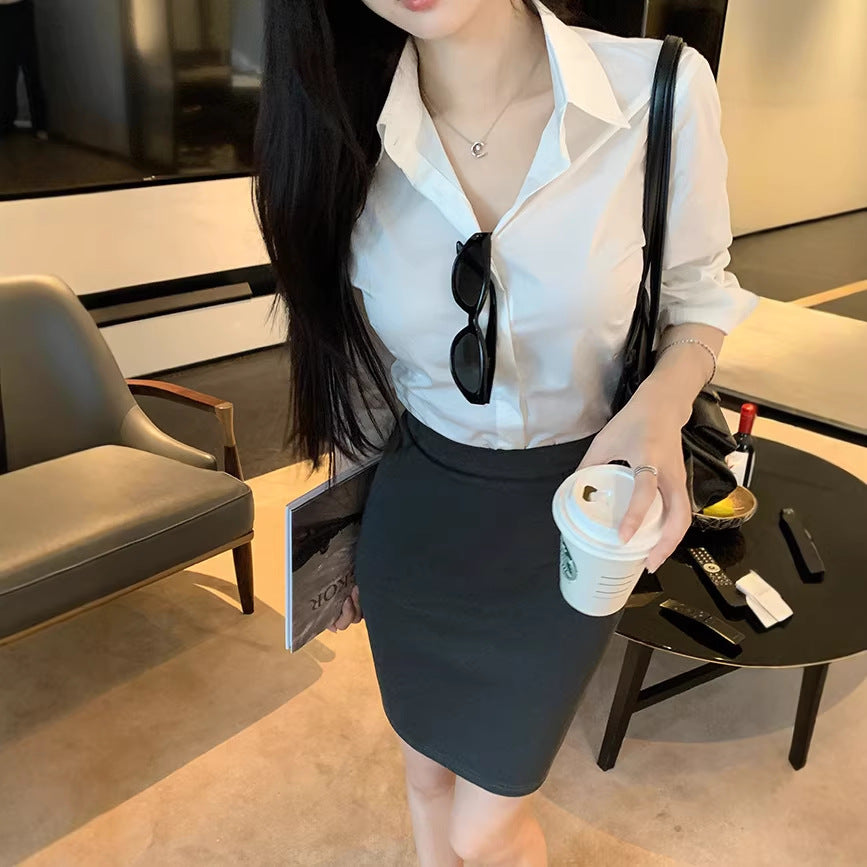 Long Sleeve Blouse Women's Design Sense Fitted Top