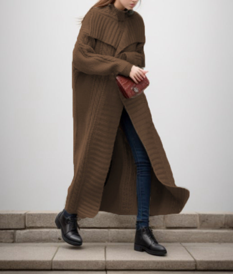 Autumn/Winter Women's Knitwear New Style Collar Solid Color Geometric Oversized Cardigan Sweater Coat