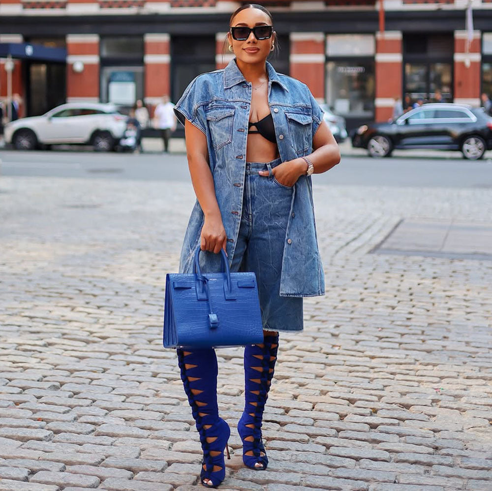 Women's Casual Denim Jacket Sleeveless Vest Outerwear Fashionable Jeans Coat