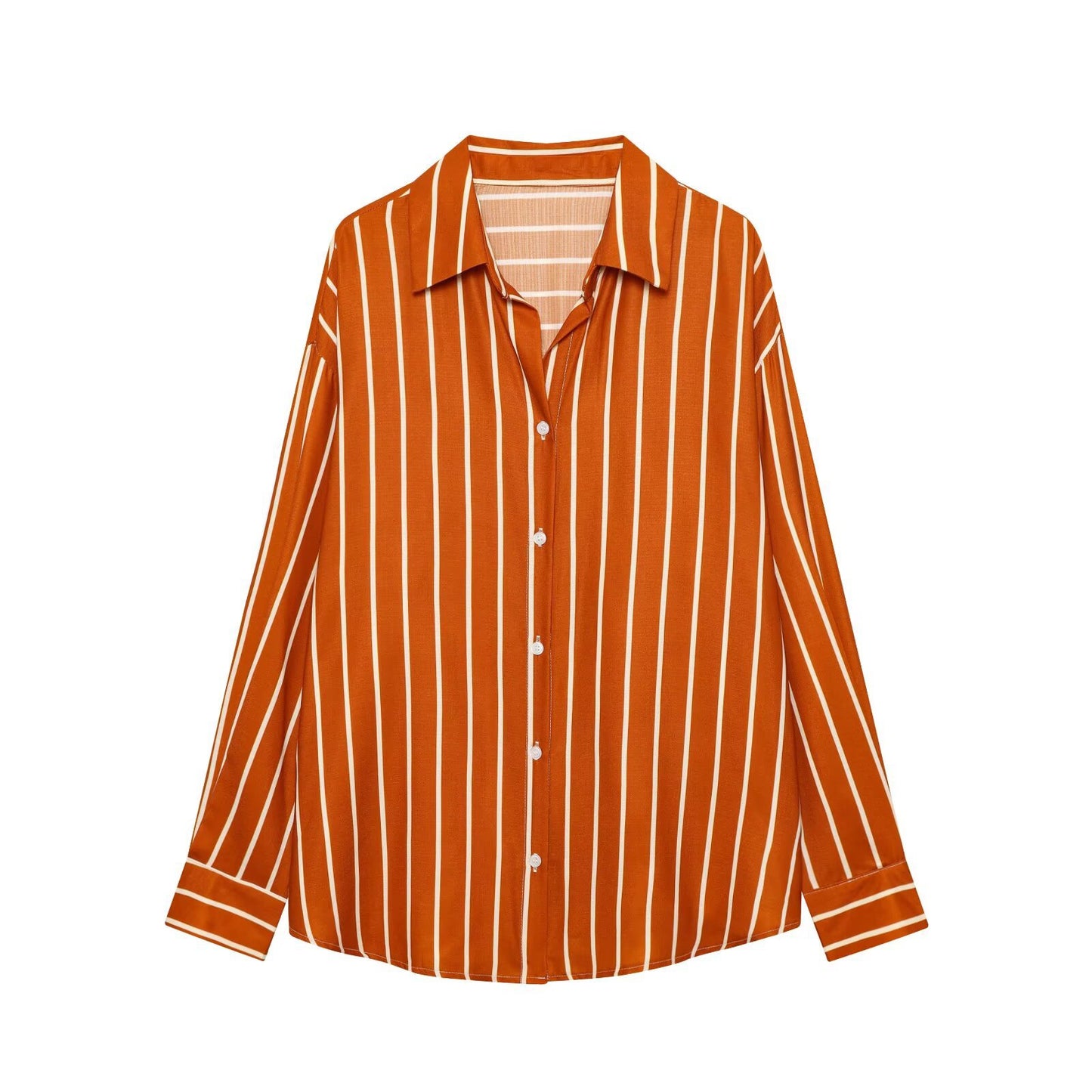 Casual loose bat sleeve striped long sleeved shirt