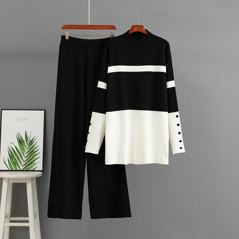 Loose wide leg pants two-piece set