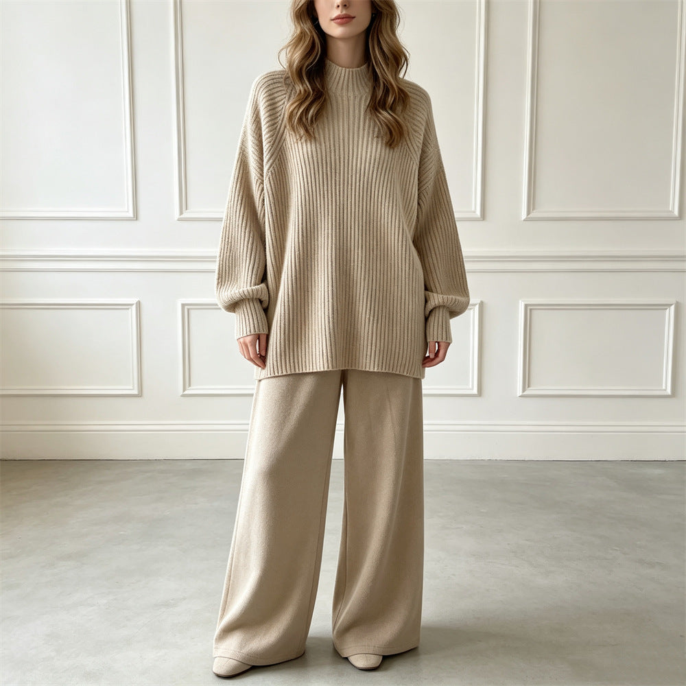 Sweater wide leg pants set