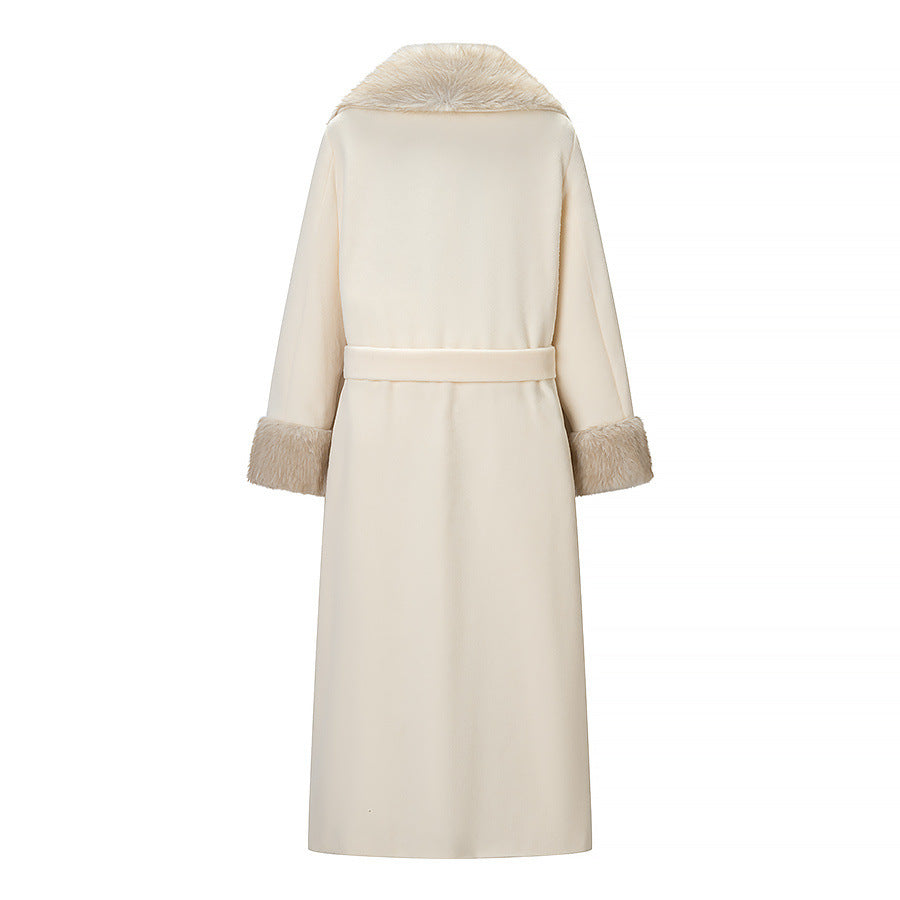 Big fur collar woolen coat