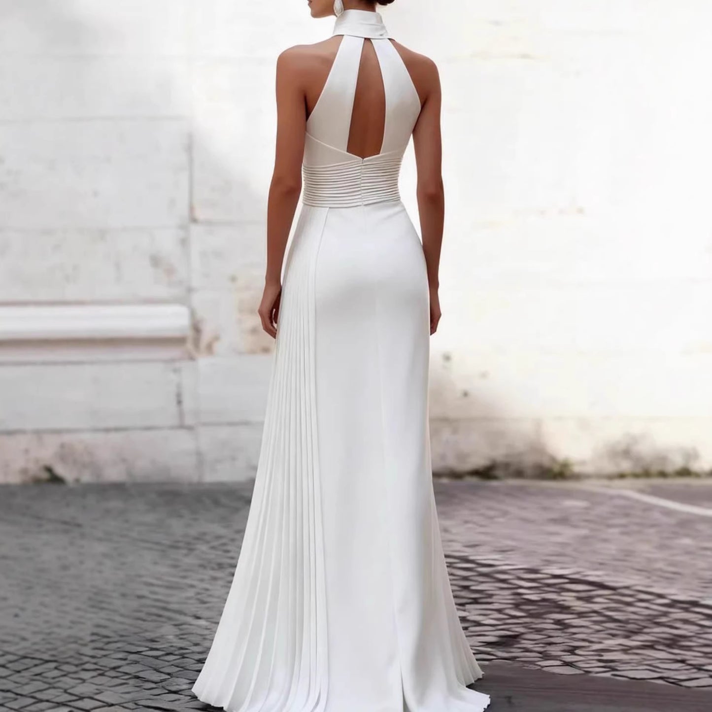 French Elegant Vintage Style Dress Spring New Irregular Ruffled One-Shoulder Evening Gown