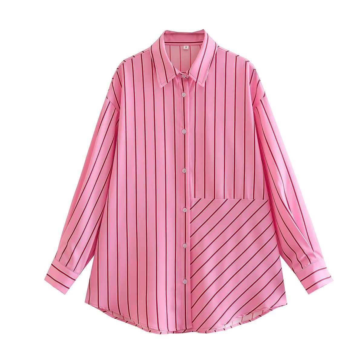 Autumn New Fashion Irregular Arrangement Stripe Shirt Top Women
