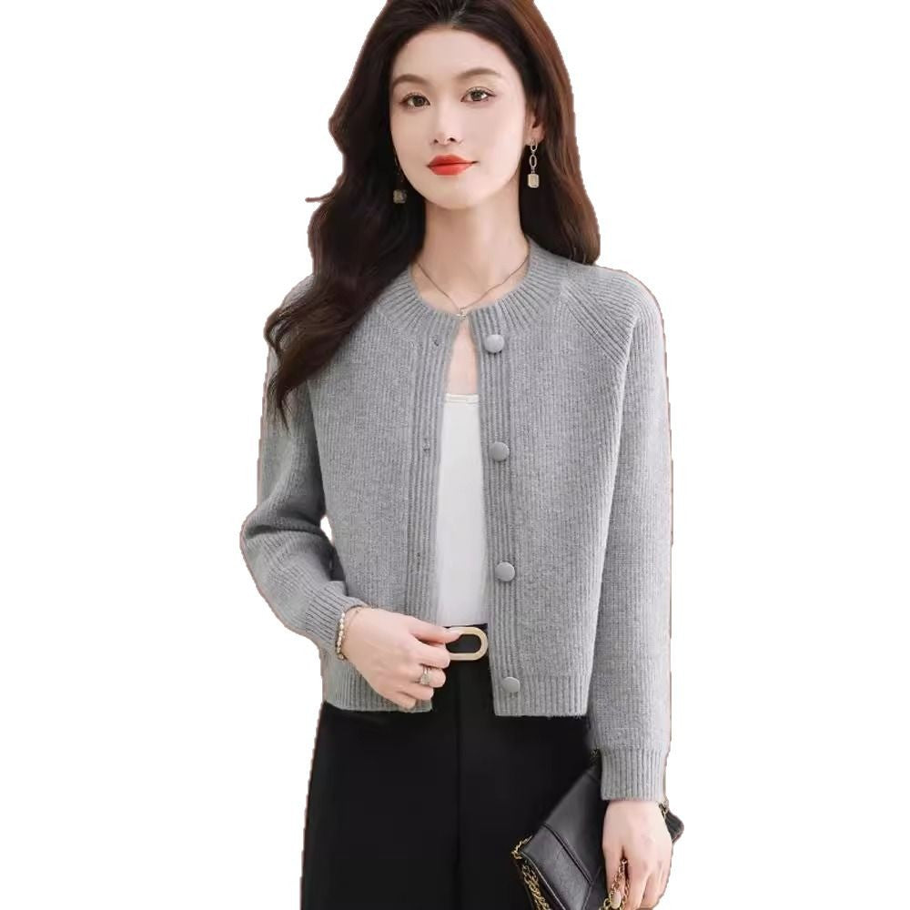 Short Knit Cardigan for Women, Spring and Autumn Fashion High-Waisted Top, Perfect for Pairing with Skirts, Ideal for Petite Figures