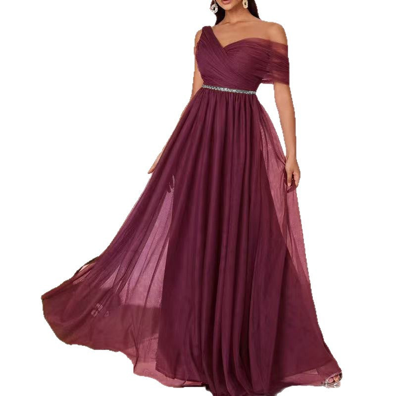 Elegant Evening Dress, Slim Fit Long Dress, Skinny Shoulder-Baring, Fashionable Host Gown for Party, Formal Wear