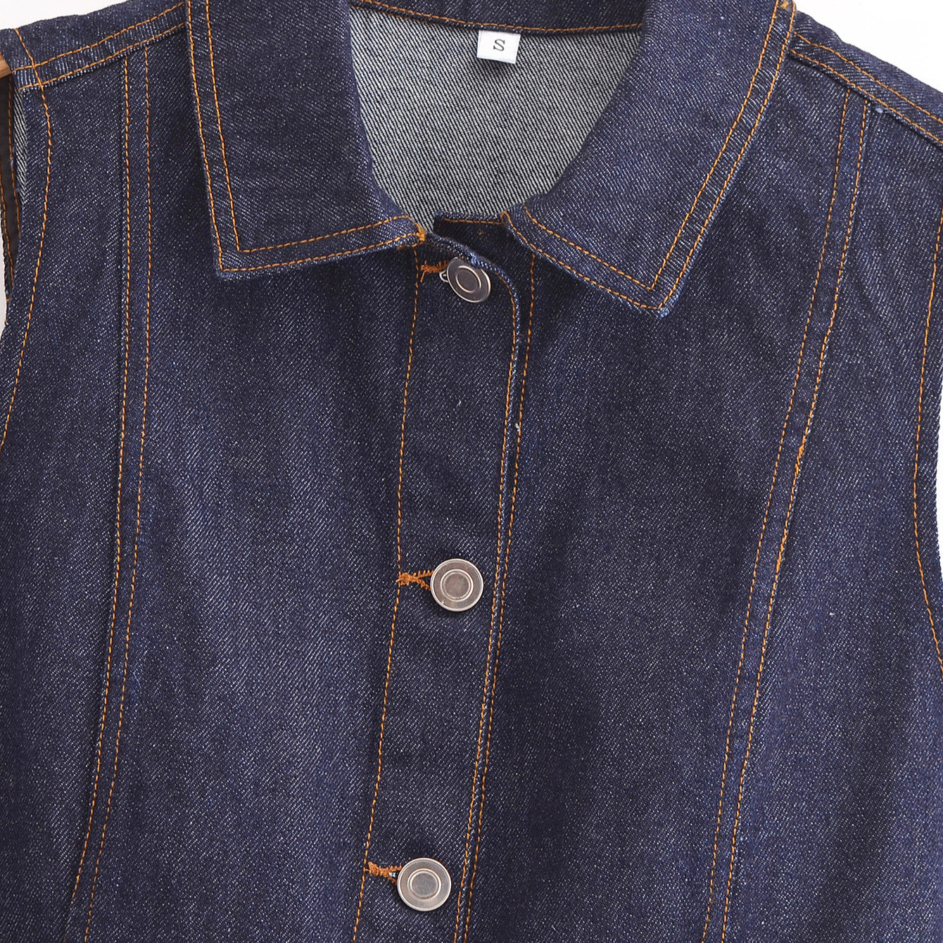 Fashion single breasted lapel denim vest women