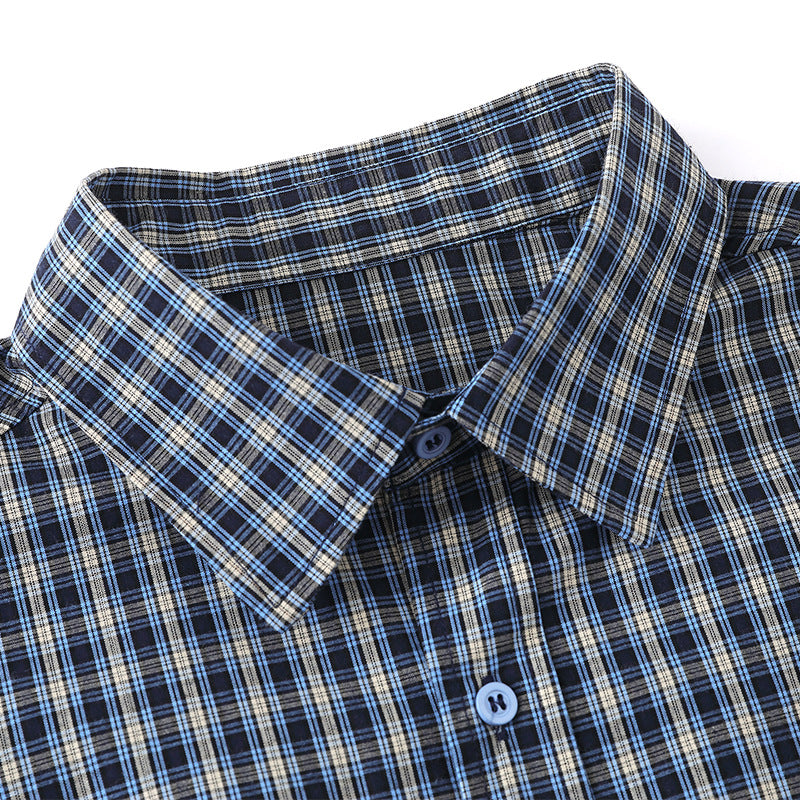 Loose short sleeved checkered shirt