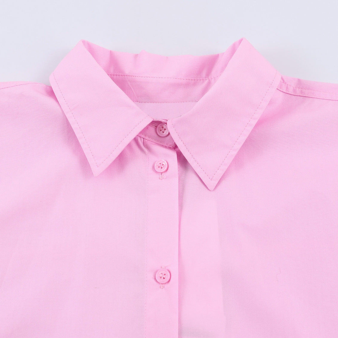 Long sleeved lapel simple style poplin loose shirt