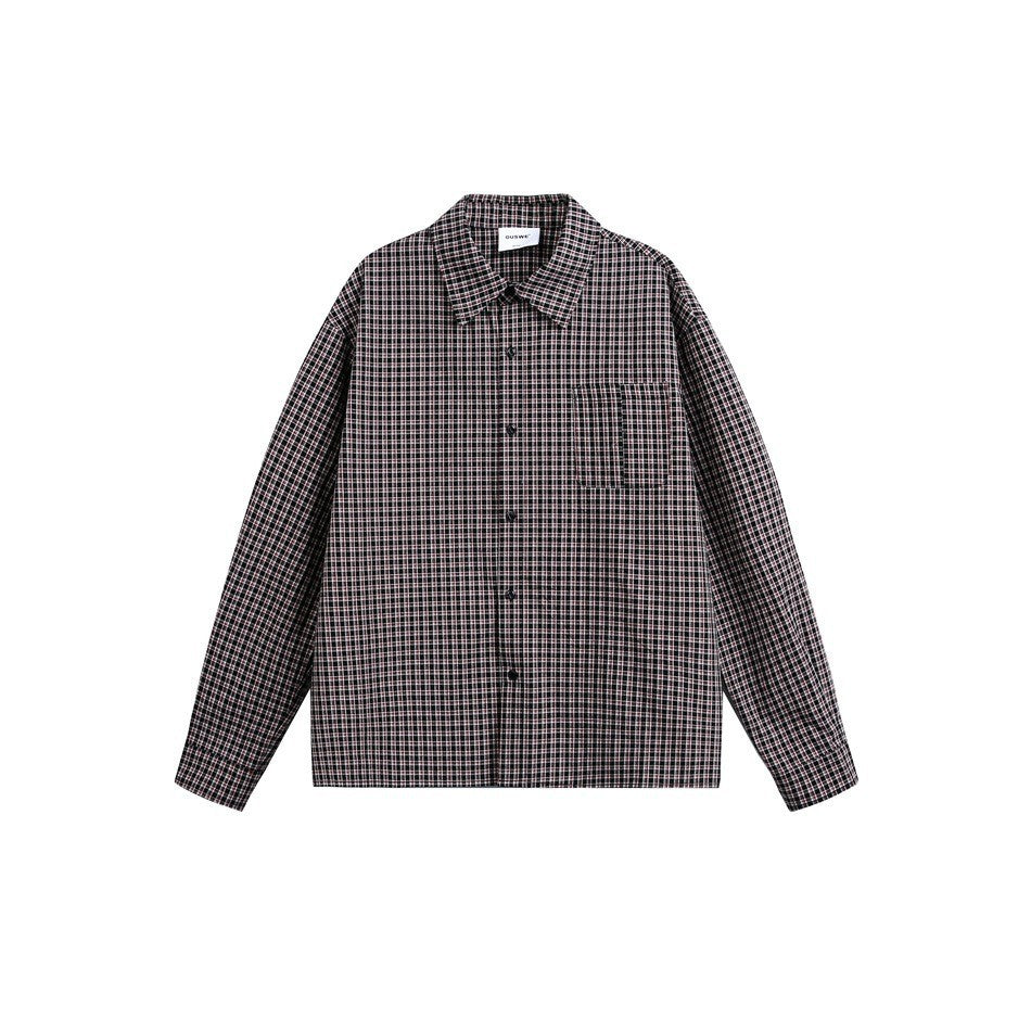 Black Checkered Long Sleeve Shirt Casual Dress Shirt