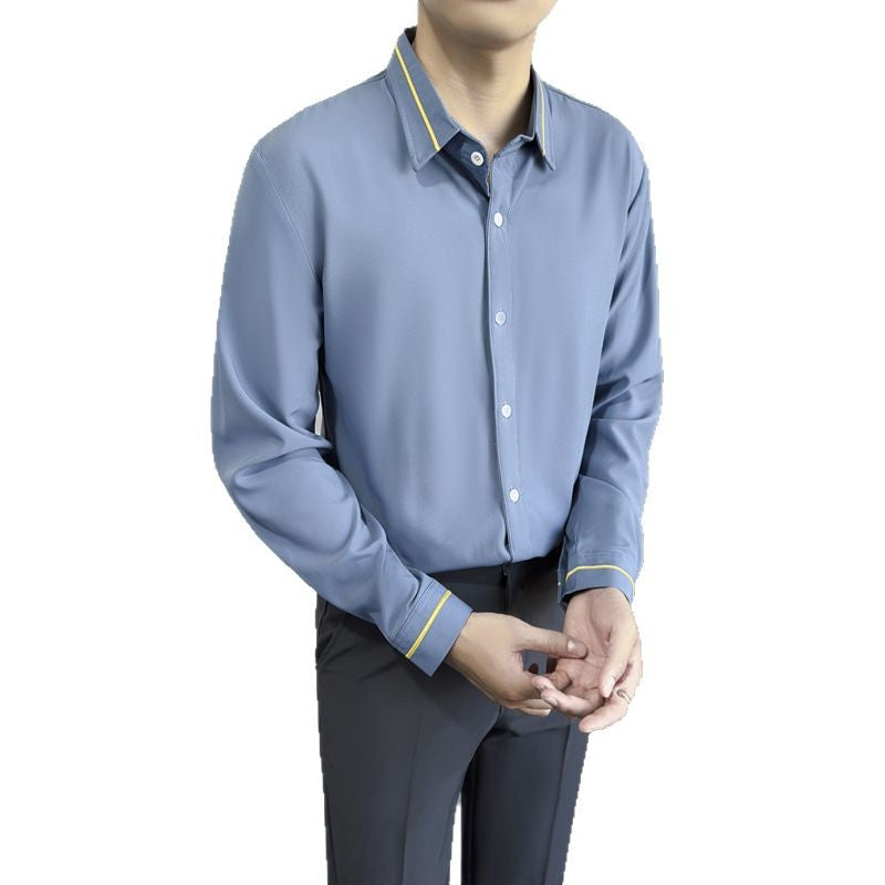 High end shirt men's long sleeved loose casual white shirt