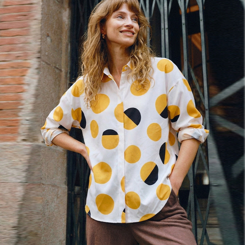 Polka dot long sleeved shirt