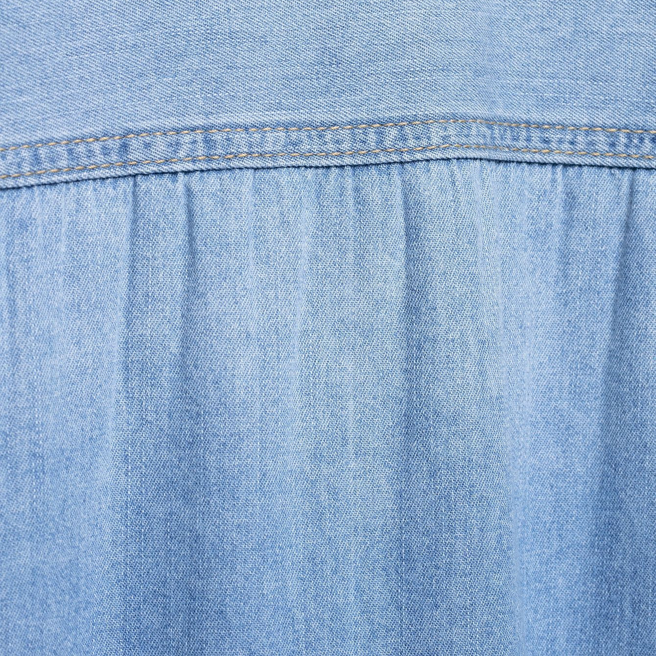 Flip collar short sleeved single breasted denim shirt for women