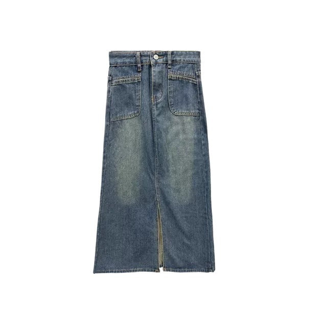 Retro High-Waisted Flared Denim Skirt for Women Fashionable and Stylish Spring Mini Skirt