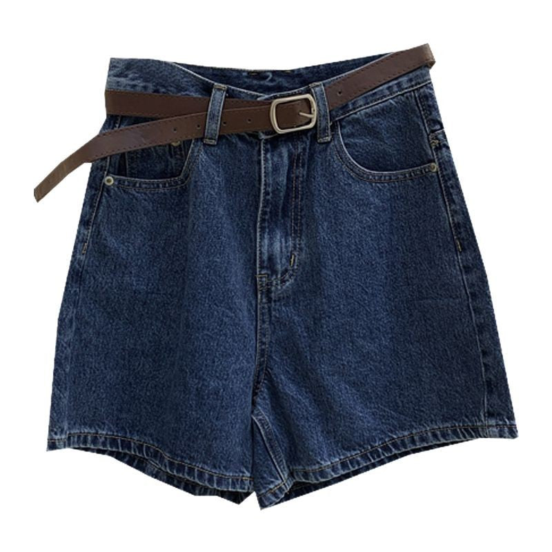 Style Denim Shorts Women's Literary Fresh High Waist Loose Slimming A-line Wide Leg Pants