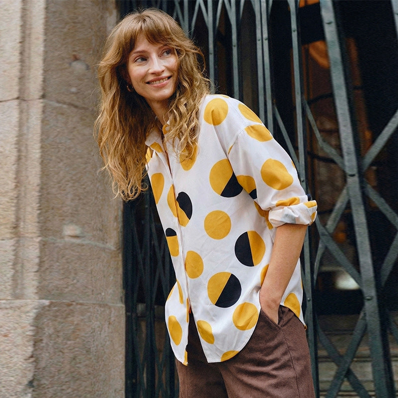 Polka dot long sleeved shirt
