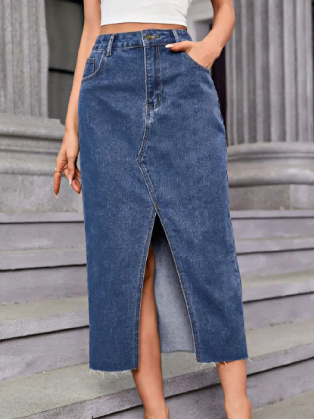 Cowboy slit new half skirt denim skirt
