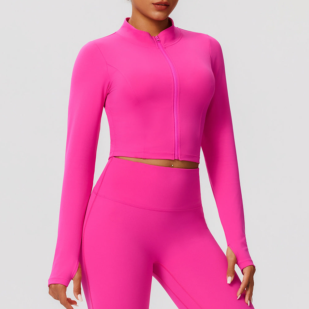 Zipper slimming long sleeved jacket for women