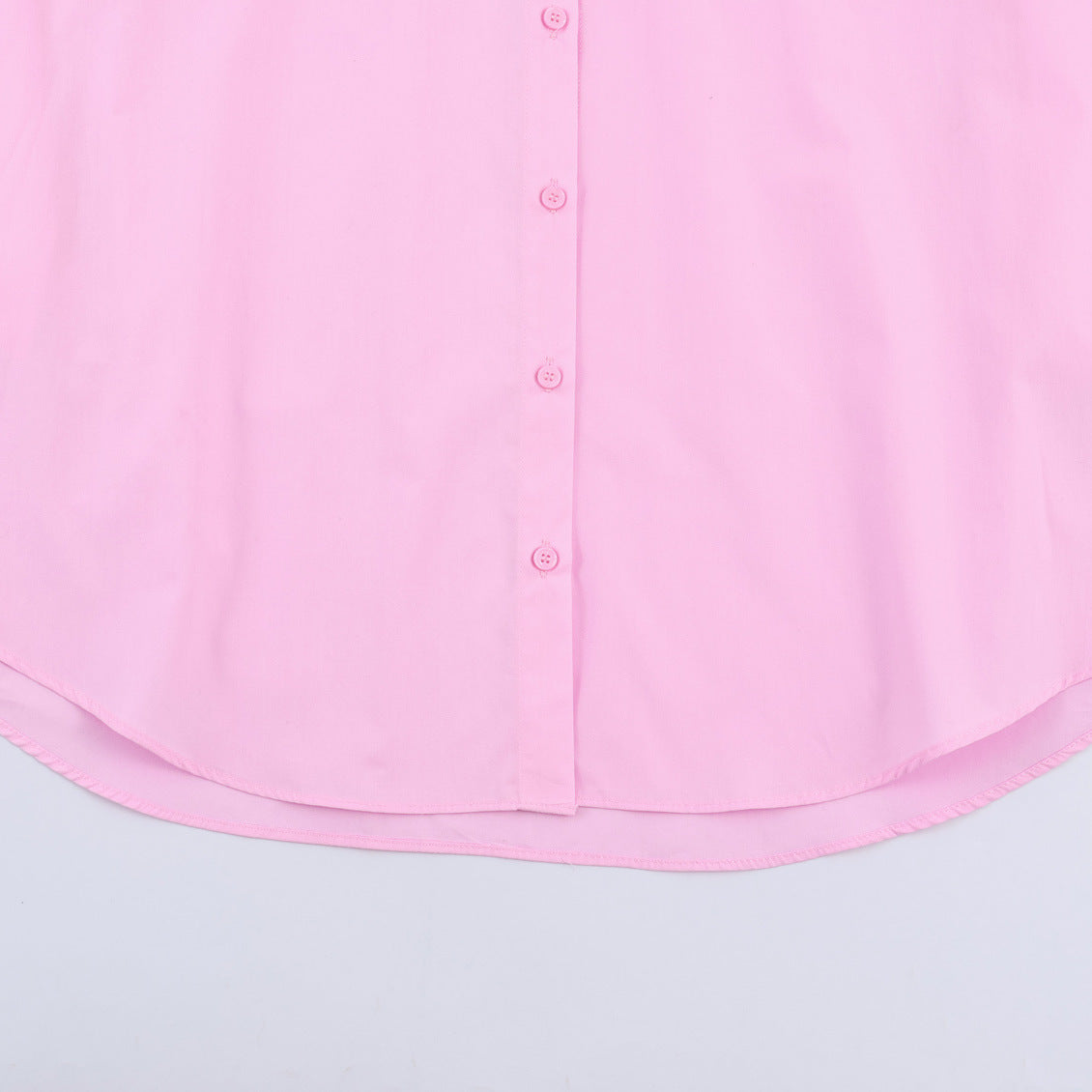 Long sleeved lapel simple style poplin loose shirt