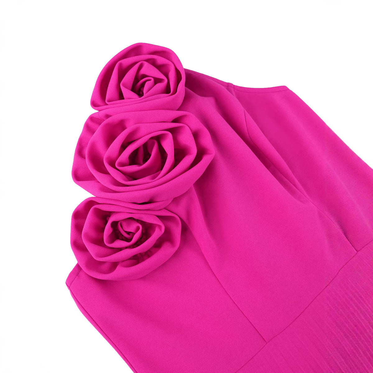 Folding waist three-dimensional flower hanging neck pleated skirt