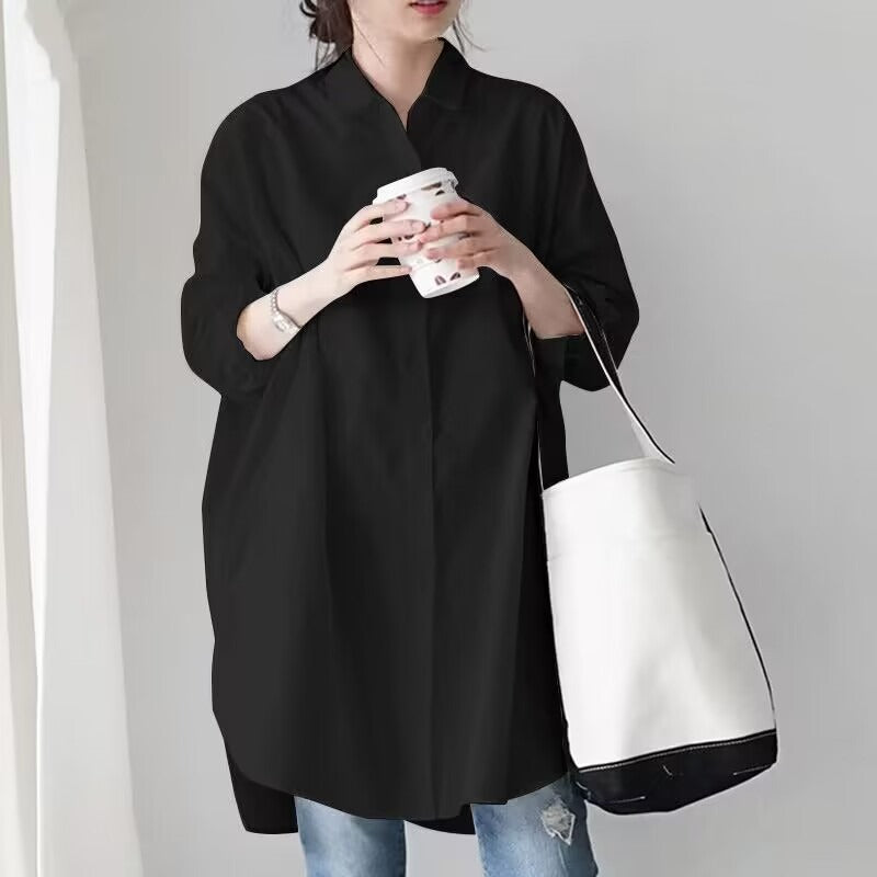Spring Elegant Long Flare Sleeve Blouse ZANZEA Stylish Women Buttons Down Long Shirt Loose Tunic Tops