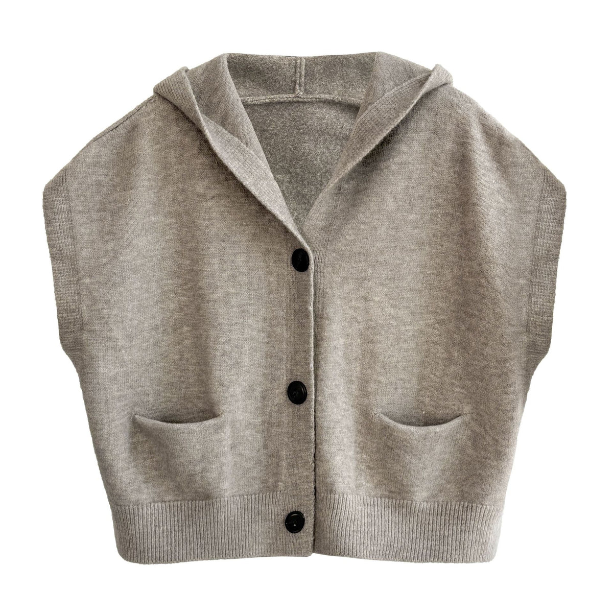Loose Oversized Hooded Sleeveless Knit Cardigan for Women, Autumn New Layering Short Vest