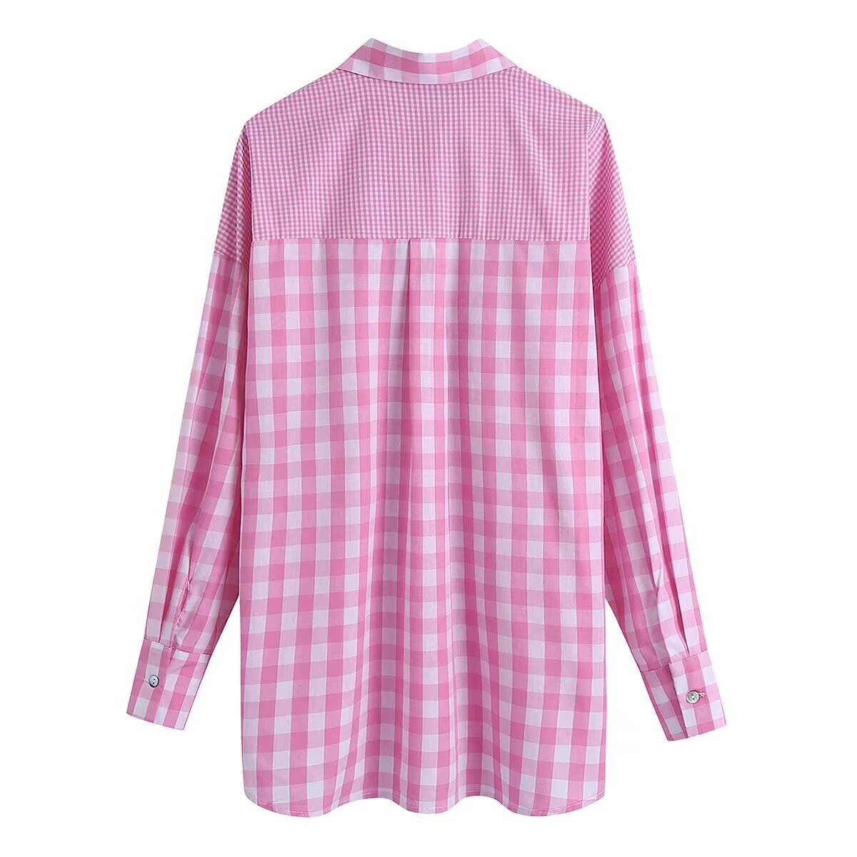 Style Women's Blouse with Splicing Design, Fashionable and Versatile Classic Shirt