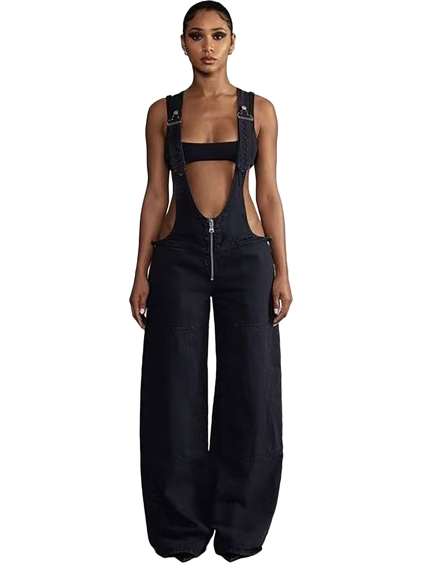 Street Style Low Waist Overalls Wide Leg Strap Pants Women's Fashion Casual Trendy Bodycon Pants
