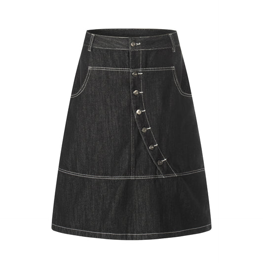 Spicy girl button design denim skirt for women