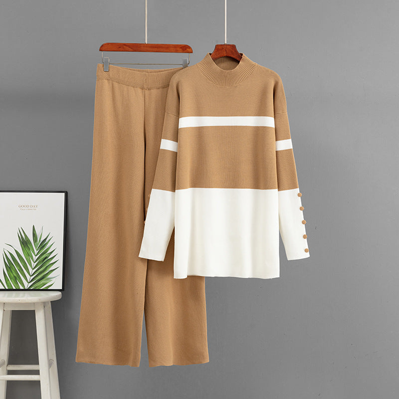 Loose wide leg pants two-piece set