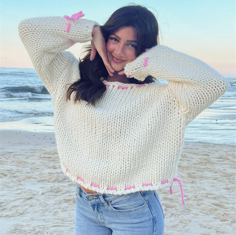 Autumn and winter new pullover sweater fashionable long sleeved loose knit sweater top