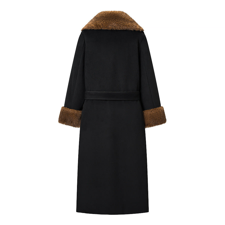Big fur collar woolen coat