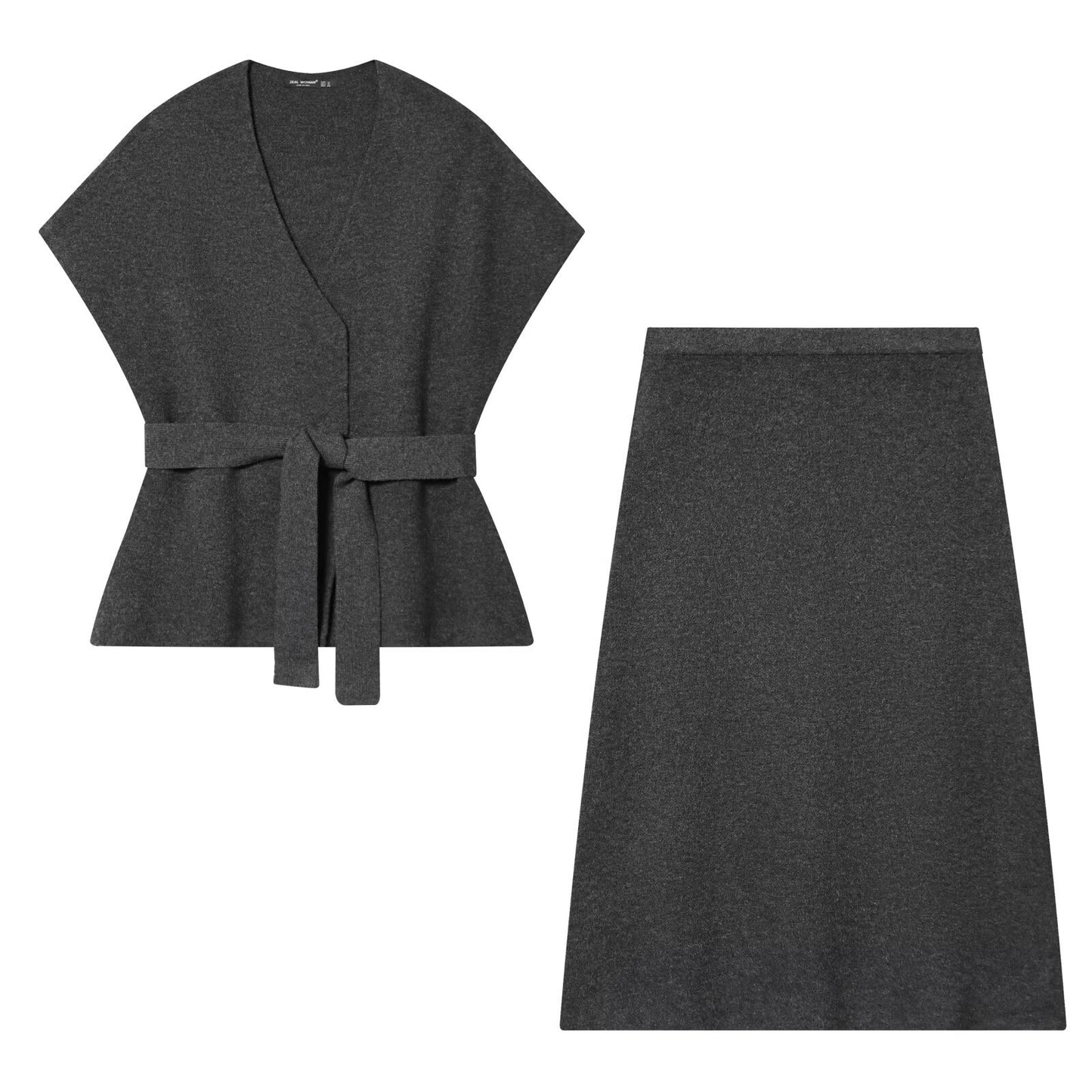 Belt knitted vest+half skirt women's clothing