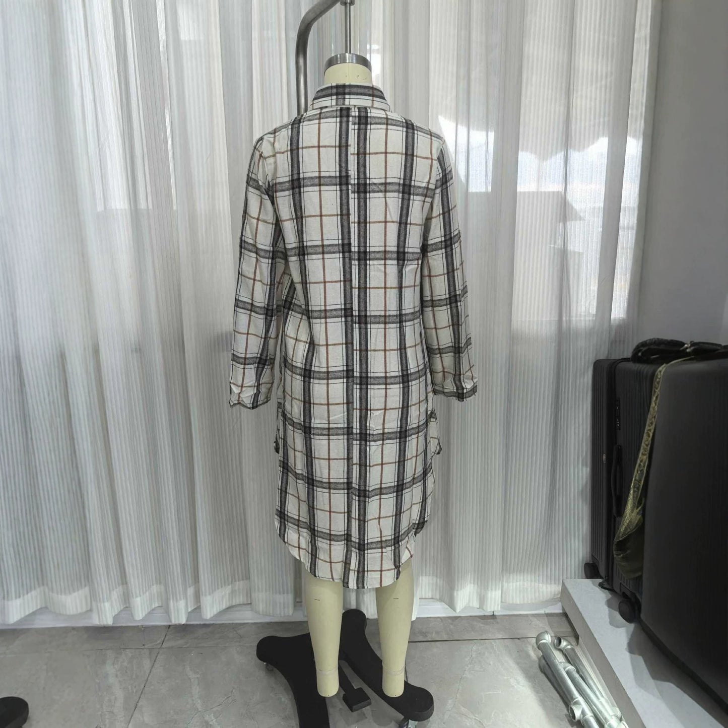 Long sleeved stand up collar dress