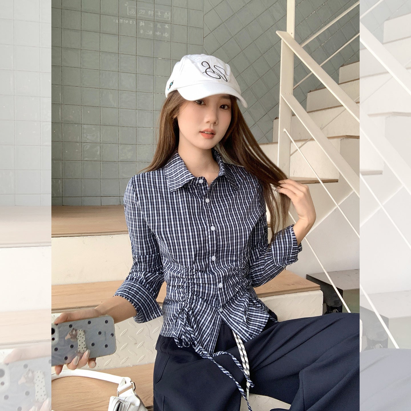 Style Polo Collar Single Breasted Long Sleeve Shirt