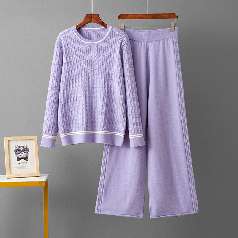 Round neck sweater loose suit