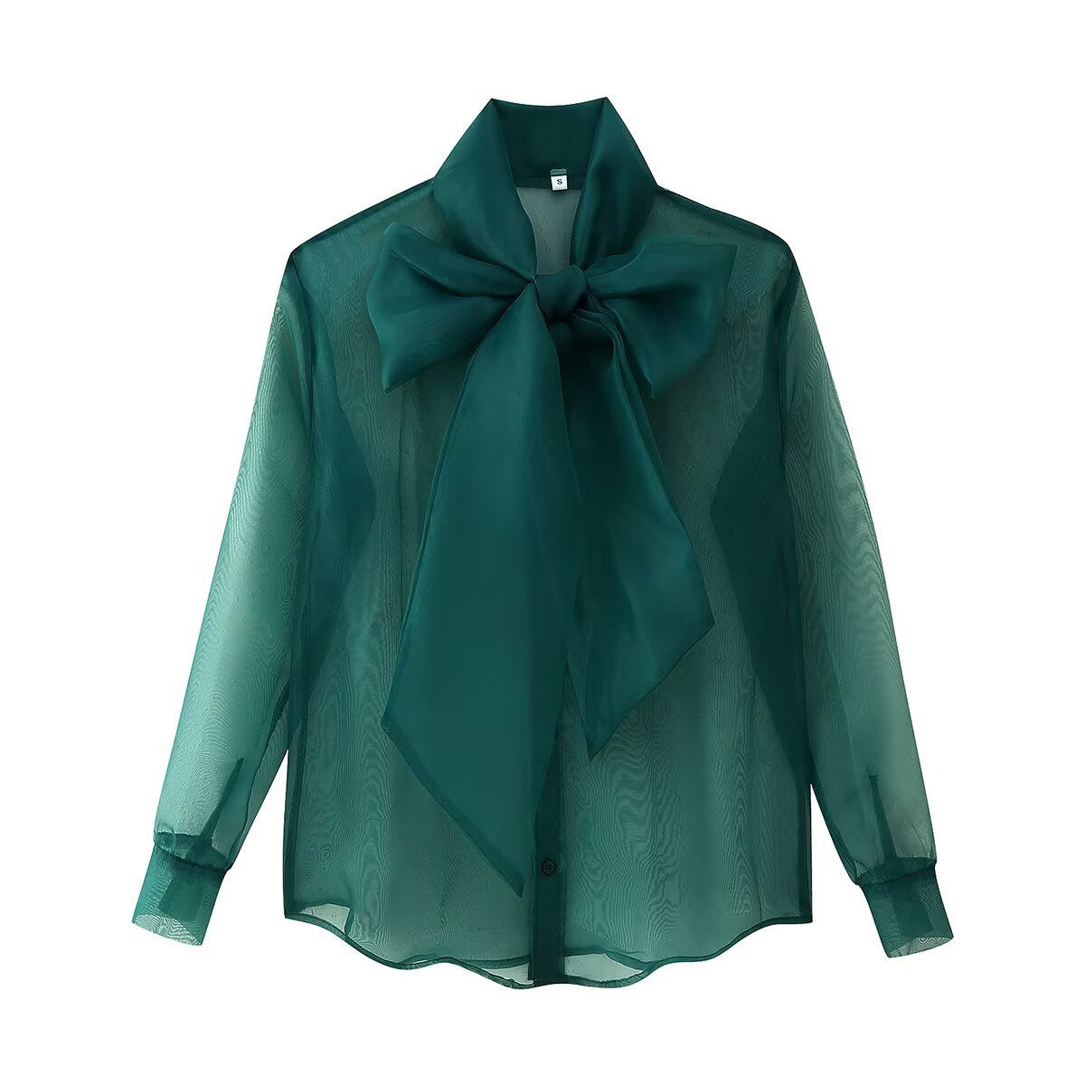Women's Transparent Gauze Bow Blouse + Skirt