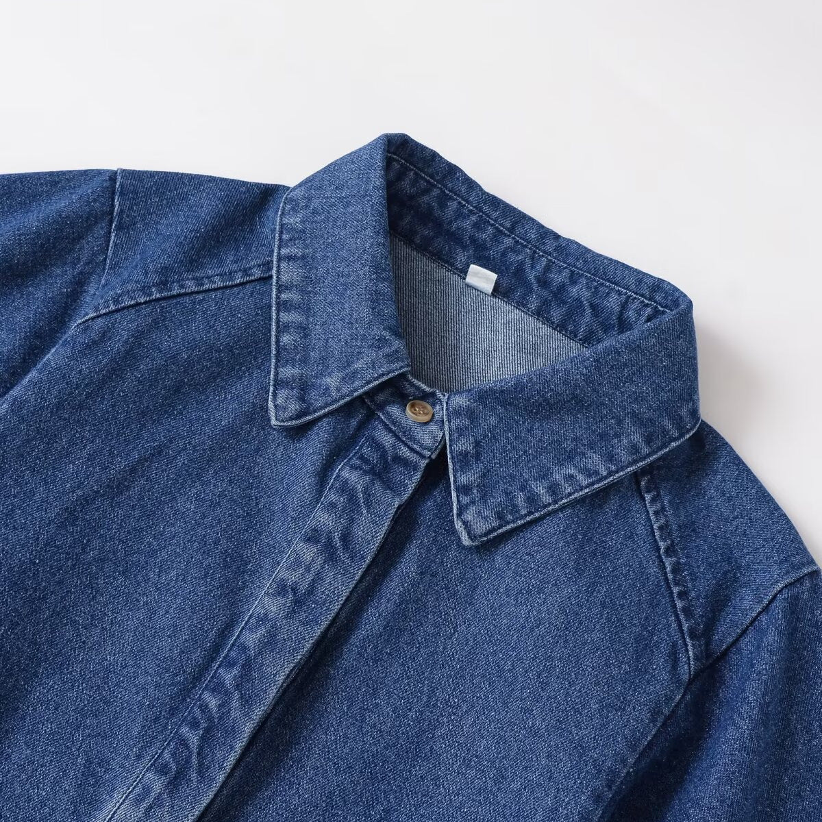 Long Sleeve V-Neck Denim Shirt for Women