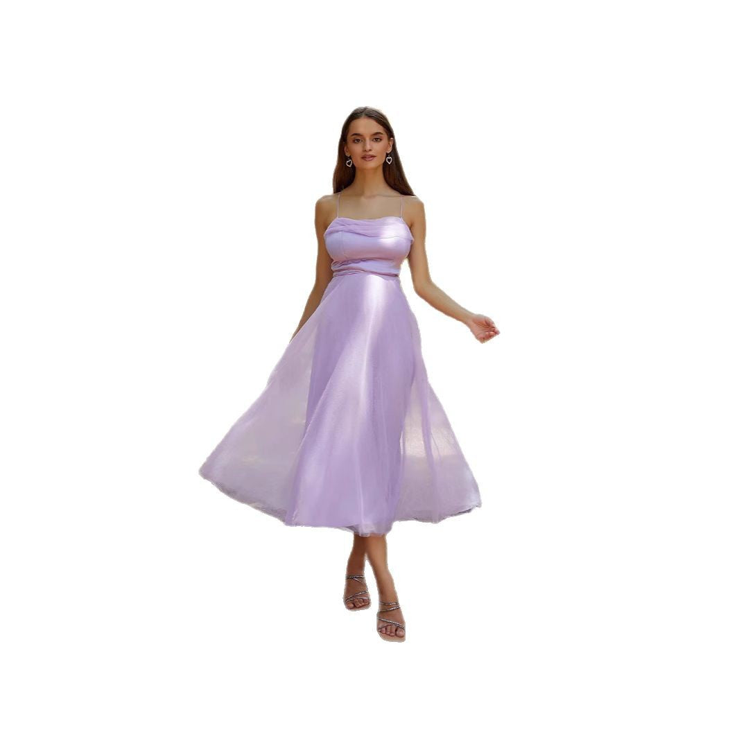 Evening Dress Purple Strapless Dress New Formal DressForeign Trade