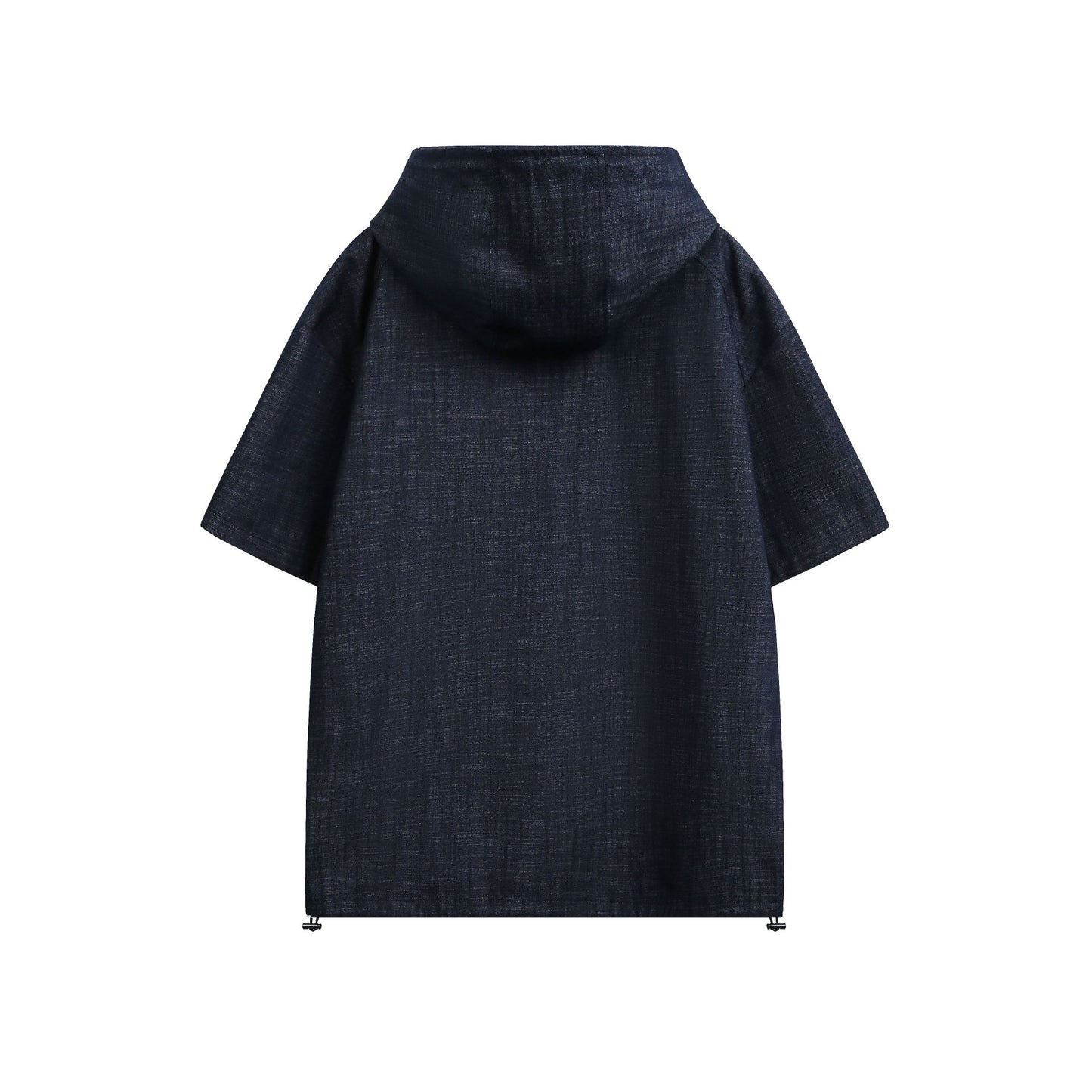 Denim-Style Hooded Short Sleeve Oversized Men's Shirt