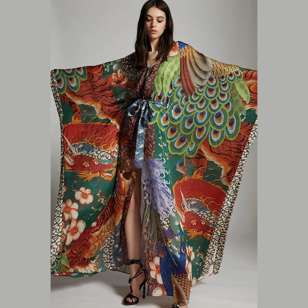 Beach Blouse Kimono Cardigan Vacation Robe Bikini Sunscreen