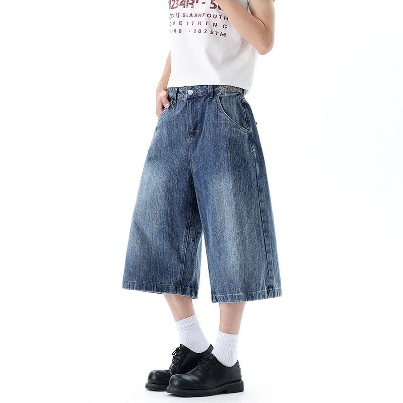 Bamboo Texture Button-Down Denim Pants