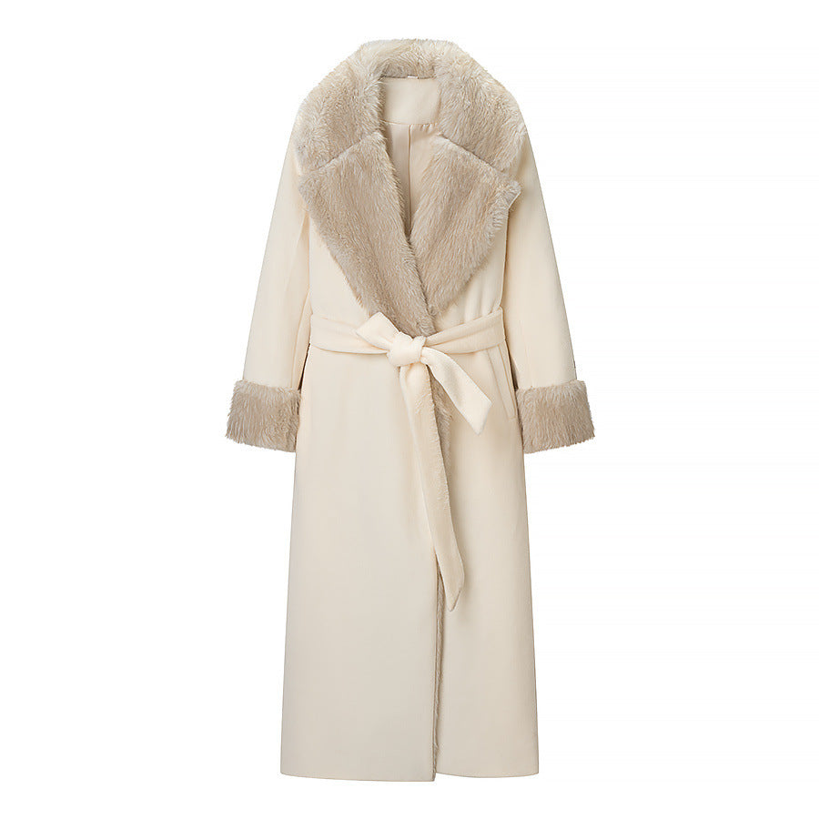 Big fur collar woolen coat